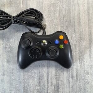 Genuine Microsoft XBOX 360 Black Wired USB Controller OEM PC - Tested Works